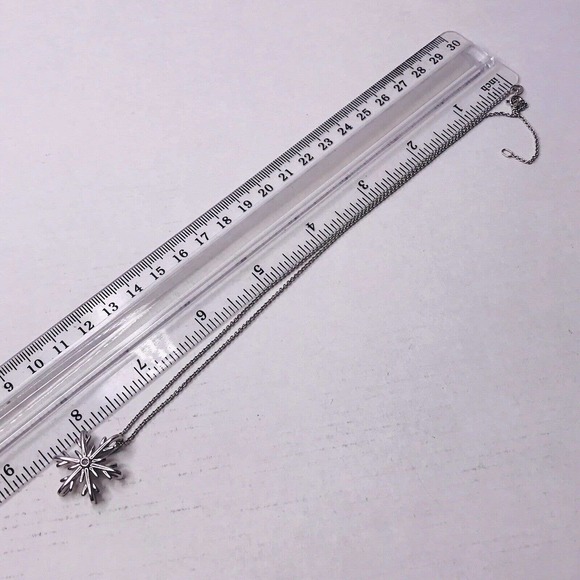 Sterling Silver Necklace Snowflake Charm CZ Rolo Chian 925 SBD 16-18" - Picture 9 of 10